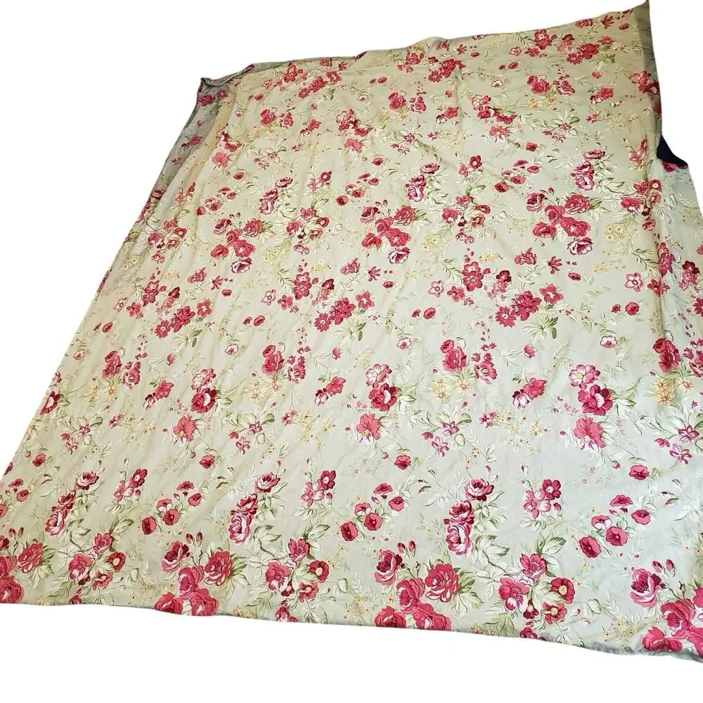 Pottery Barn Green Floral Full Double Duvet Cover Linen Cotton Farmhouse Living